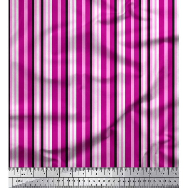 Soimoi Poly Georgette Fabric Vertical Stripe Print Fabric by Yard 42 Inch Wide
