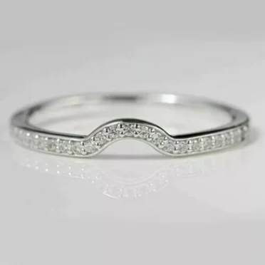 0.30 CT Round Cut Lab-Created Diamond Curved Wedding Anniversary Band 925 Sterling Silver