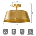 thumbnail image 5 of Parrot Uncle 15" Modern Gold Drum Dimmable Semi-Flush Mount Ceiling Light, 3-Light Low-Profile Ceiling Light, 5 of 10
