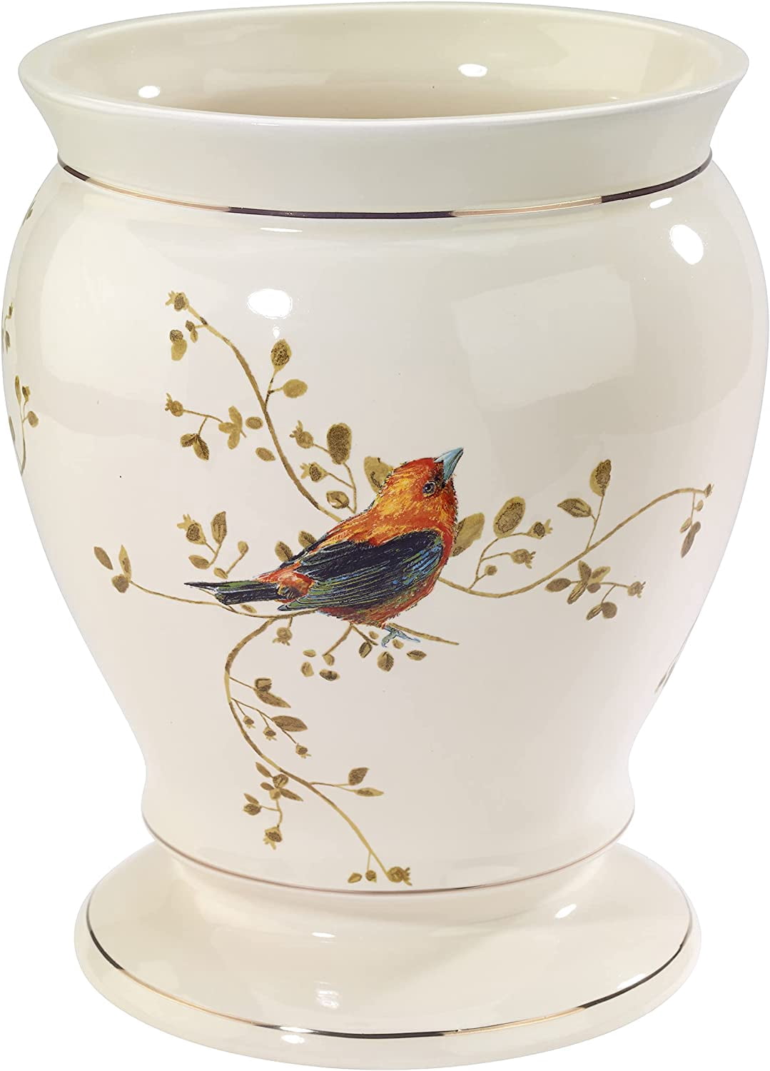 Avanti Gilded Birds Wastebasket
