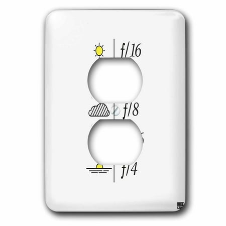 - 3dRose Daylight Exposure Guide and Light Metering Aperture Table - Yellow sun on white background - 2 Plug Outlet Cover (lsp_37764_6)