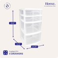 thumbnail image 3 of HOMZ Drawer Tower, 4-Tier Clear Plastic Storage Organizer Cart, White Frame, 3 of 7