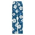 thumbnail image 4 of Black with White Hibiscus Hawaiian Flower Pattern Pajama Pants Loose Pajamas Female Breathable Home Trousers Leisure Sleeping Pants Large Size, 4 of 6