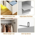 thumbnail image 4 of Blotout 3 Door Wardrobe Closet with Mirror & LED Lights, Bedroom Armoire with 2 Drawers and Multi-Layer Shelves , Modern Wooden Armoire Wardrobe Closet with Hanging Rod for Bedroom, 4 of 7