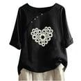thumbnail image 1 of Birdeem T-Shirt Décontracté en Coton et Lin Imprimé à Manches Courtes Col Rond Boutonné, 1 of 12