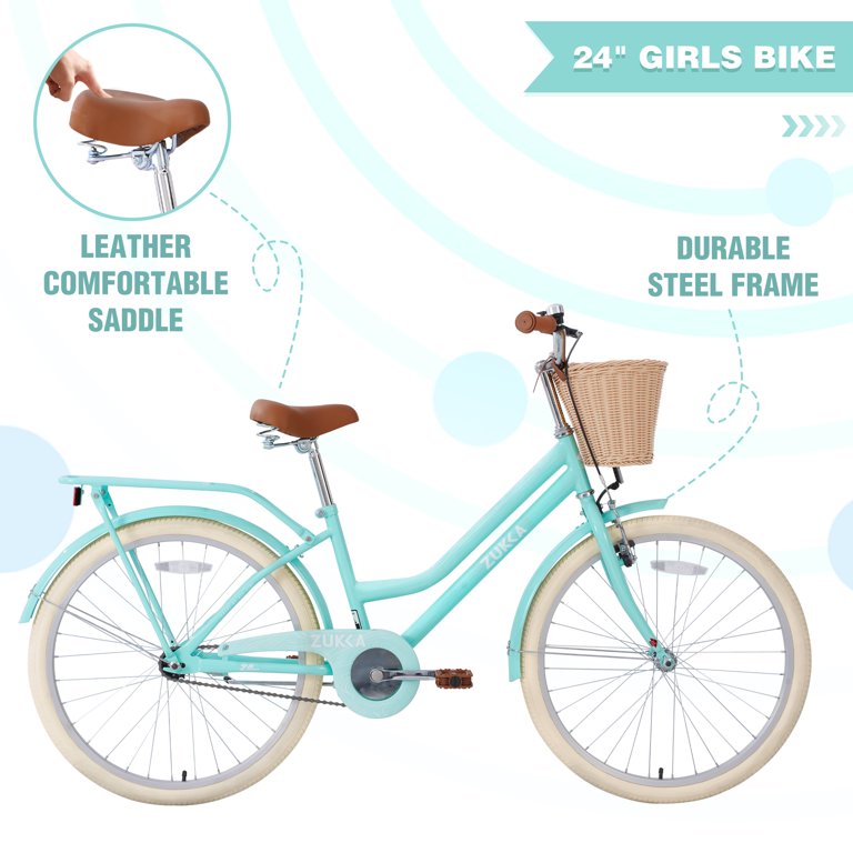 Direct Wicker UBS-W1019P179151 Mint Green Beach Cruiser Bike 24