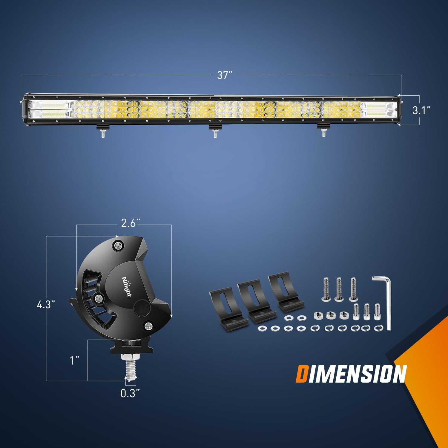 Nilight LED Light Bar 37Inch 468W Triple Row Flood Spot Combo Off Road Work Light Fog Light For Rv Atv SUV Boat Jeep Lamp Tractor Marine Off-road Lighting
