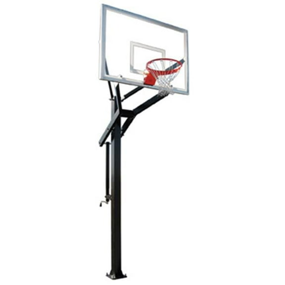 PowerHouse 560 Steel-Glass In Ground Adjustable Basketball System, Sienna Orange