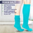 thumbnail image 4 of MDR Women's Extra Long Heavy Slouch Cotton Socks Made in USA 1 Pair Size 9 to 11 (Aqua), 4 of 7