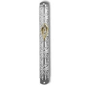 Mezuzah Case - Silver-Tone Filigree Blessing for Home - Made in Israel