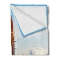 thumbnail image 2 of Outer Space Soft Flannel Fleece Blanket, Rocket Taking Off on Mission Spaceman Planet Gazing Endeavour Power Print, Cozy Plush for Indoor and Outdoor Use, 60" x 80", White Blue Brown, by Ambesonne, 2 of 5