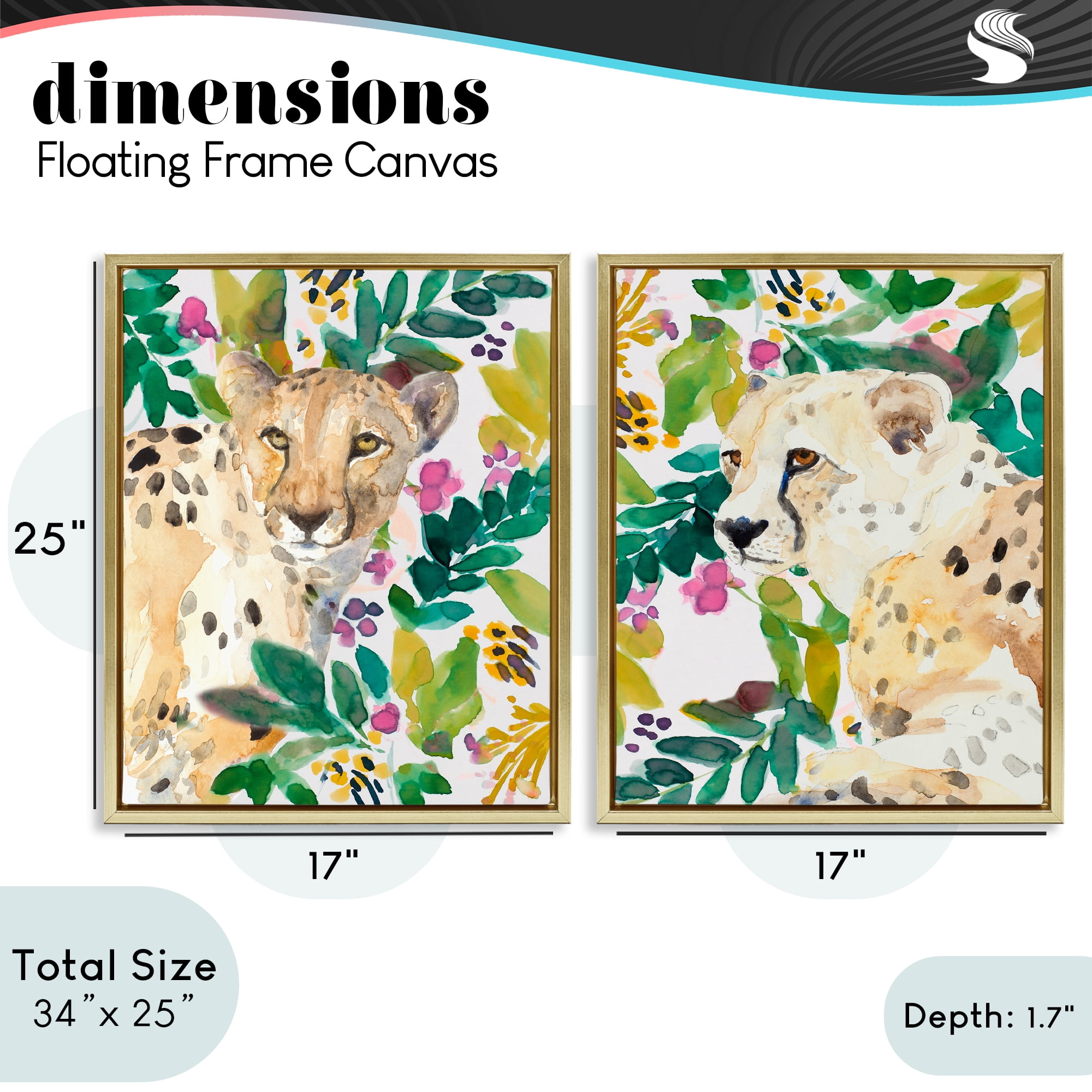 Stupell Industries Botanical Garden Wildlife 2 Piece Gold Framed Floater Canvas Set, design by Lanie Loreth