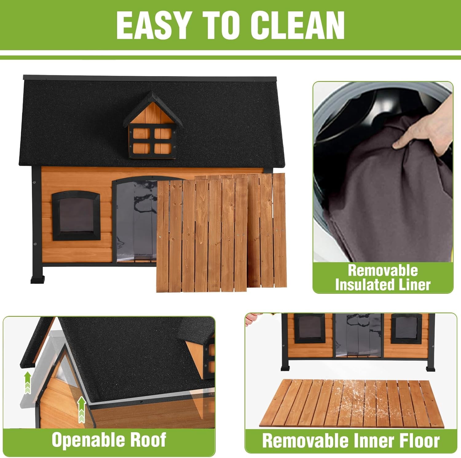 Aivituvin Extra Large Heated Dog House for Outside XL Insulated Dog House Outdoor Weatherproof with Safe Heating Pad, 6-Sided Thermal Liner, Chew-Proof Metal Frame for Medium to Large Dog Breeds