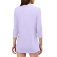 thumbnail image 3 of CIENVNSTG 2026 Women's 3/4 Length Sleeve V-Neck Lapel Collar Solid Tops Loose Fitted Lightweight Soft Dressy Basic Tees for Summer Business Work Daily Casual Outfits Light Purple L, 3 of 4