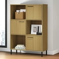 thumbnail image 1 of vidaXL Bookcase with Metal Legs Brown 90x35x128.5 cm Solid Wood OSLO, 1 of 5