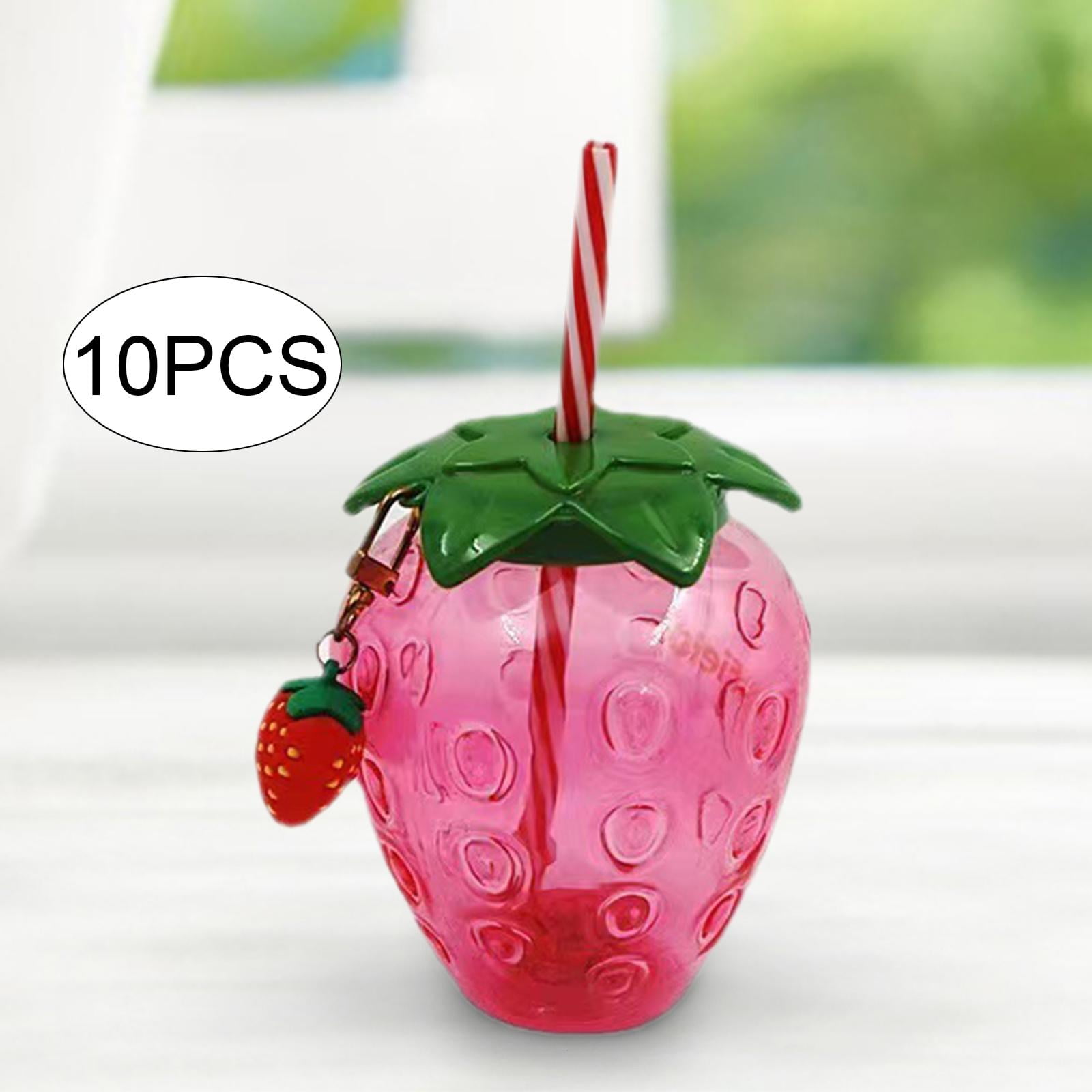 Tachiuwa 10x Strawberry Sippy Cup with Straw for Kids for Hawaiian Household Birthday Pink Keychain