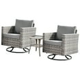 thumbnail image 2 of Ovios 3 Pieces Outdoor Patio Furniture Wicker Bistro set with Swivel Chairs and Side Coffee Table for Backyard, 2 of 6