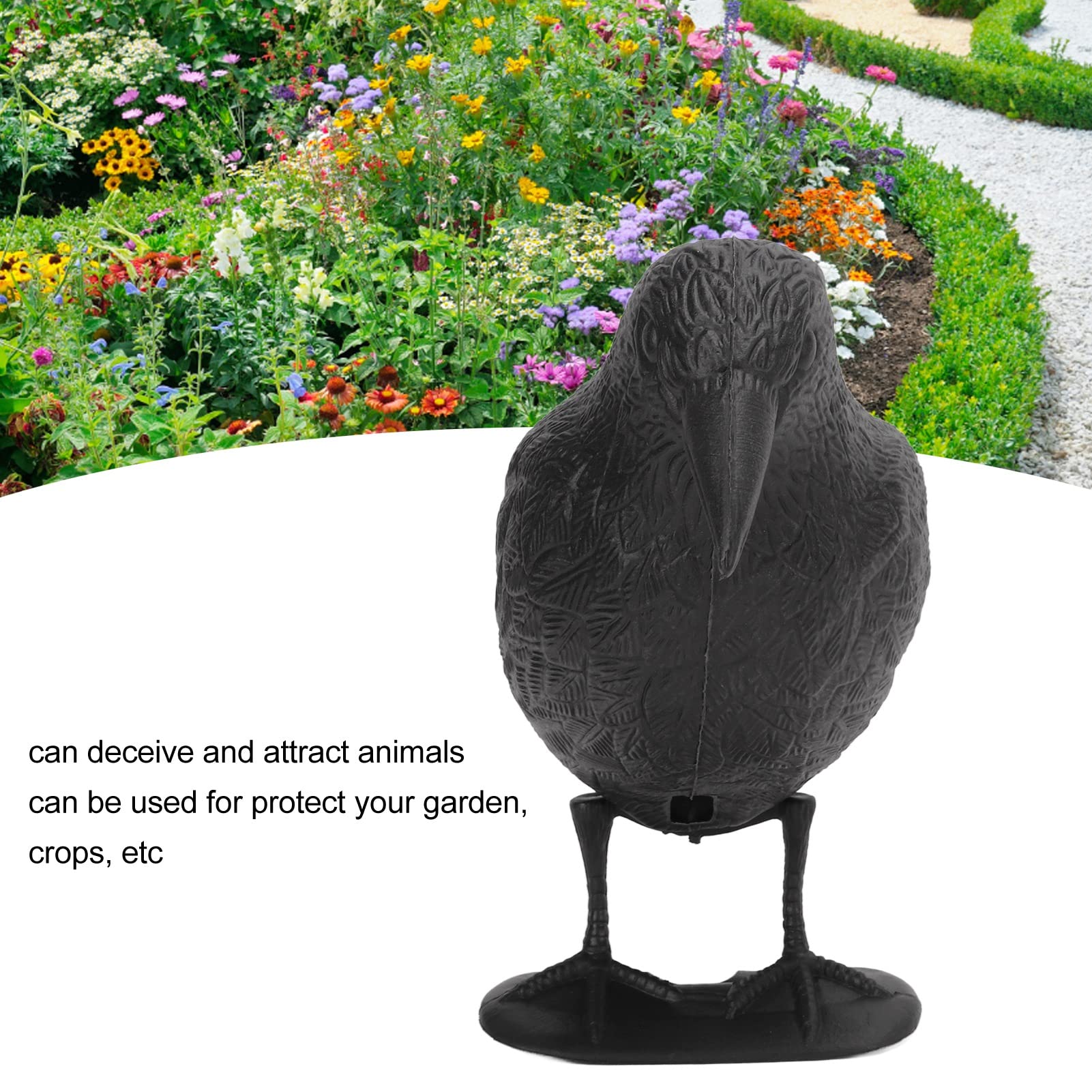 3Pcs Crow Decoys Full Body Plastic Crow Decoy for Hunting, Black Flocked Crow Decoy with Feet Holder for Decor Yard Garden Decoration