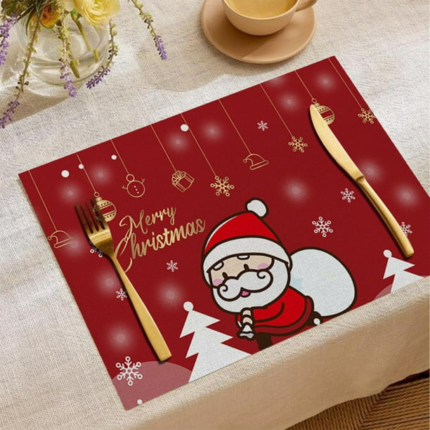 Christmas Cartoons Diatomaceous Earth Placemats Heat-insulating And Against-scalding Table Mats For Home Kitchen Countertops Christmas Kitchen Decorations