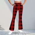 thumbnail image 2 of GigrtiJin Girls Teens Fleece Flared Pants Plaid Printed Slim Straight Leg Yoga Pants Trendy Casual Pants 5-16 Years, 2 of 6
