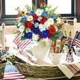 thumbnail image 5 of Yhmxh Red White and Blue Flowers Artificial Mixed Patriotic Flower Silk Bouquet for Memorial 4th of July Independence Day Centerpiece Table Home Decor Cemetery Grave Decorations, 5 of 7