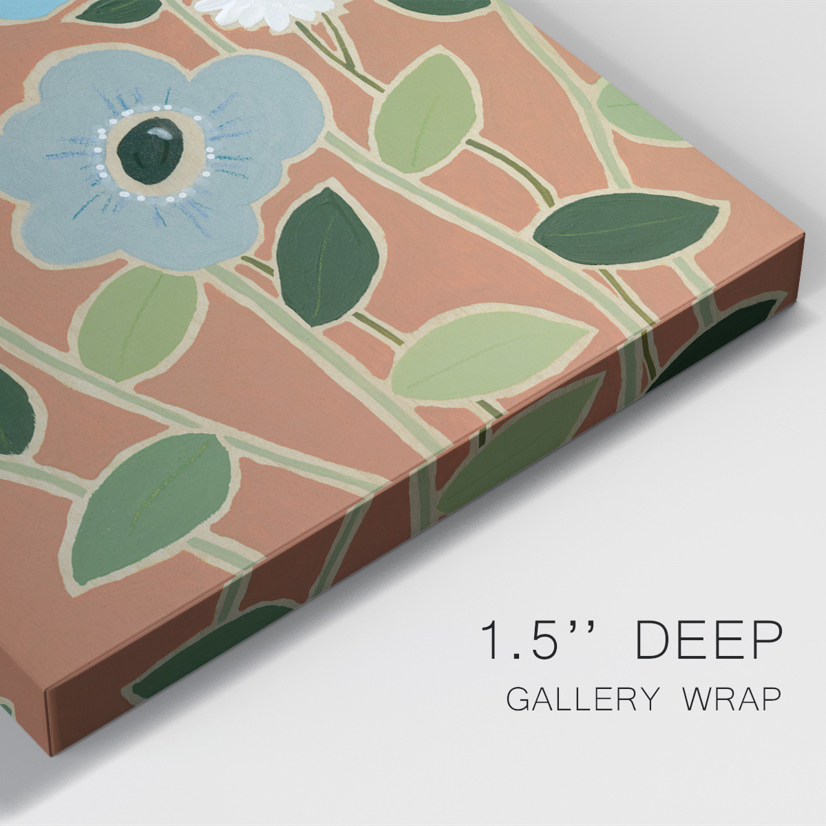 Woodblock Floral IV Premium Gallery Wrapped Canvas - Ready to Hang