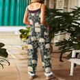 thumbnail image 3 of EANJE Halloween Jumpsuits for Women Wide Leg Comfy Gothic Skull Floral Print Overalls Sleeveless Womens Romper Straps Jumpsuit Loose Bib Overalls Winter Clothes Multicolor M, 3 of 7