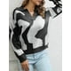 thumbnail image 5 of Suéter de mujer con cuello en V Suéteres casuales sueltos Romacci Camiseta de manga corta, 5 of 7