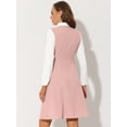 thumbnail image 4 of INSPIRE CHIC Robe de Travail pour Femme à Boutons devant, Manches Longues, Col Contrastant, Robe-Chemise, Rose Moyen, 4 of 5