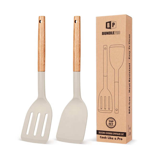 Espátula de cocina Bundlepro de silicona resistente al calor, juego de 2
