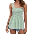 thumbnail image 2 of ZyeKqe Tank Tops for Women Summer Square Neck Sleeveless Shirts Casual Pleated Tunic Top Plaid Dressy Blouses, 2 of 4