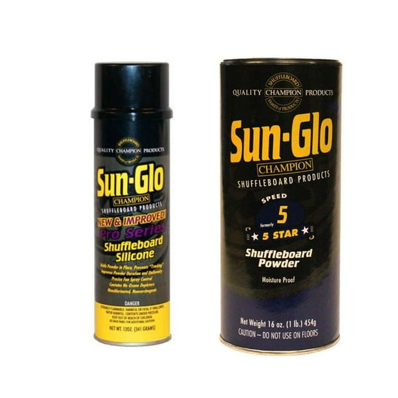 Sun-Glo Silicone Shuffleboard Spray (12 oz.) & #5 Speed Shuffleboard Wax (16 oz.) Combo
