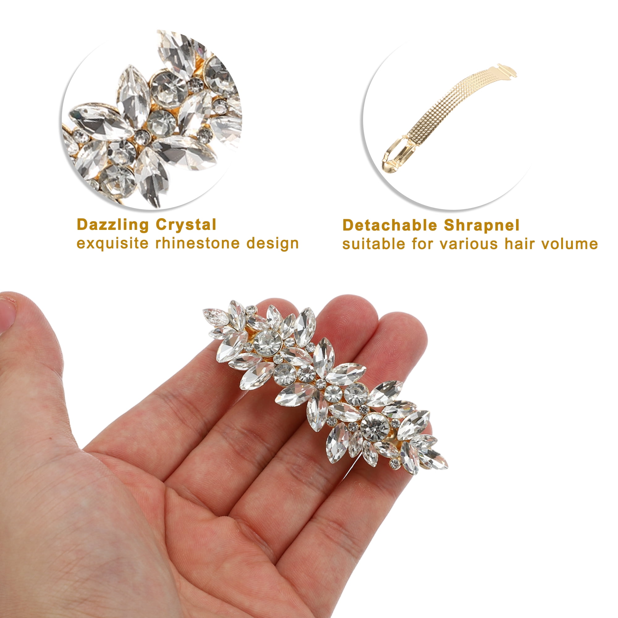 Unique Bargains Rhinestone Flower French Hair Clips and Barrettes Gold Tone