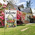thumbnail image 4 of Spring Garden Flag Welcome Easter Decor Double Sided Polyester Yard Banner with Tulips Carrots Daisies and Colorful Eggs Design for Outdoor Home Decoration 12.5 x 18 Inch#27221, 4 of 6