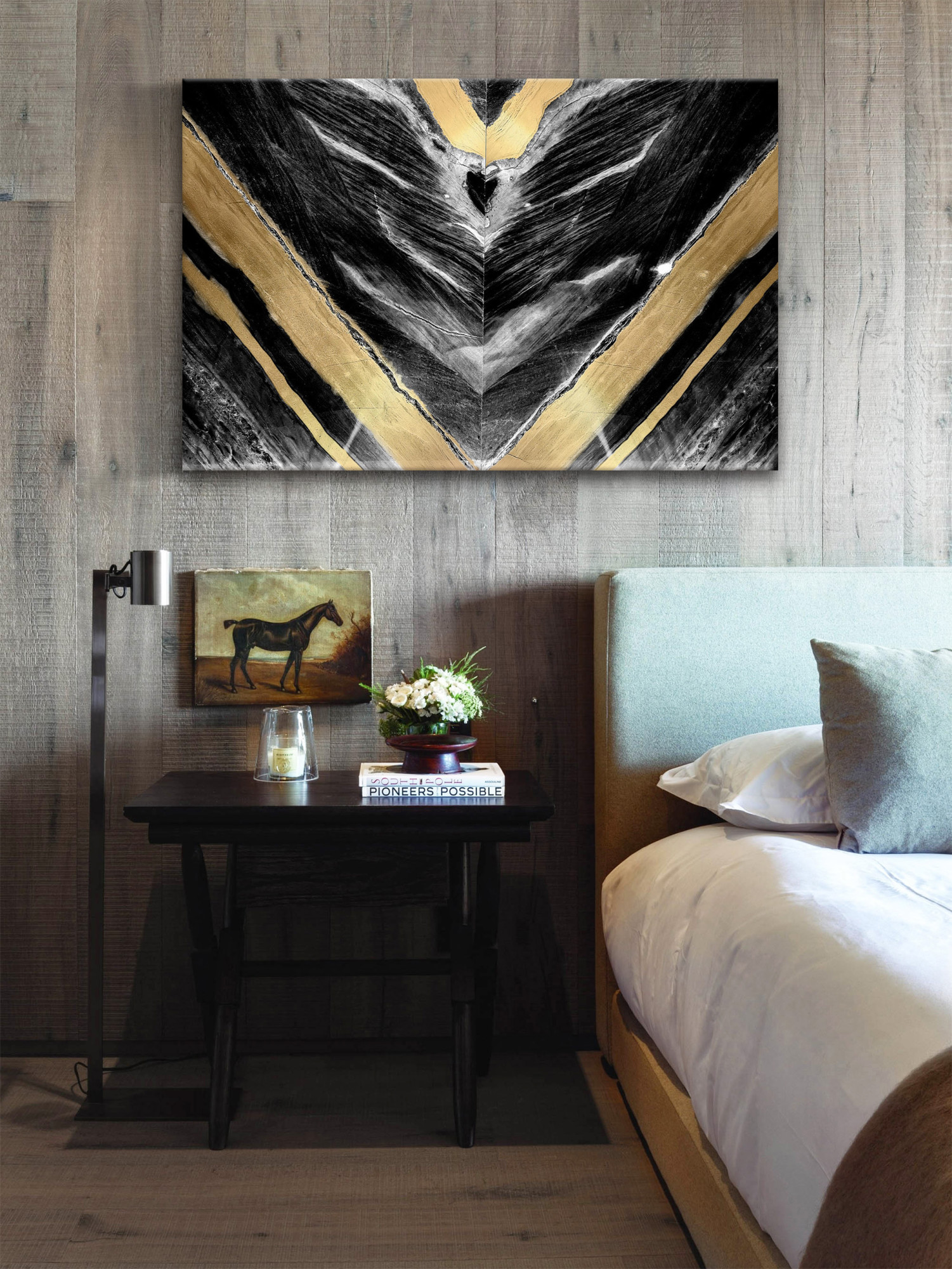 Marmont Hill Golden V Painting Print on Wrapped Canvas