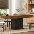 thumbnail image 4 of Timagebreze 55" LED Dining Table with 2 Drawers,Wood Pedestal Base Kitchen Table for 4-6 People,Black& Rustic Brown, 4 of 7