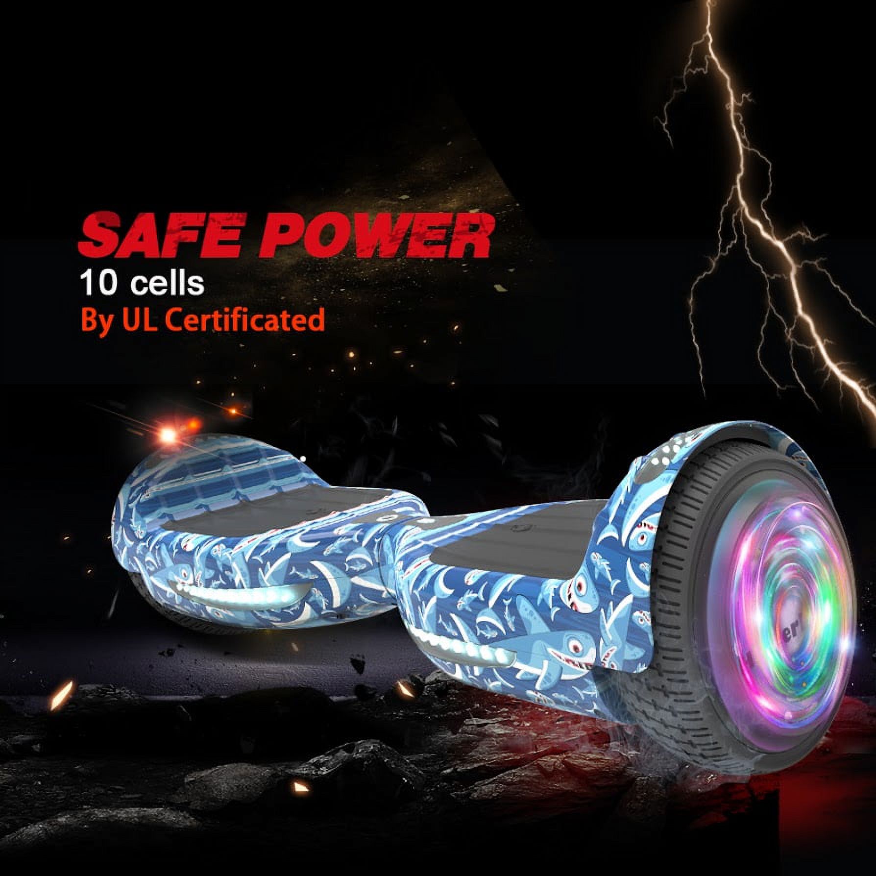 Flash Wheel Hoverboard 6.5" Bluetooth Speaker with LED Light Self Balancing Wheel Electric Scooter, Baby Shark - image 3 of 9