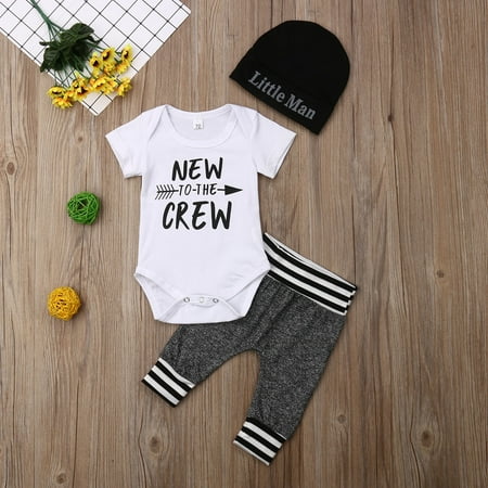 

Newborn Clothes Set Baby Boys Romper+Pants with Hat Outfits