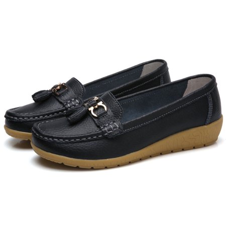 

Women\ s Real Leather Soft Comfortable Flat Loafers Handmade Casual Shoes