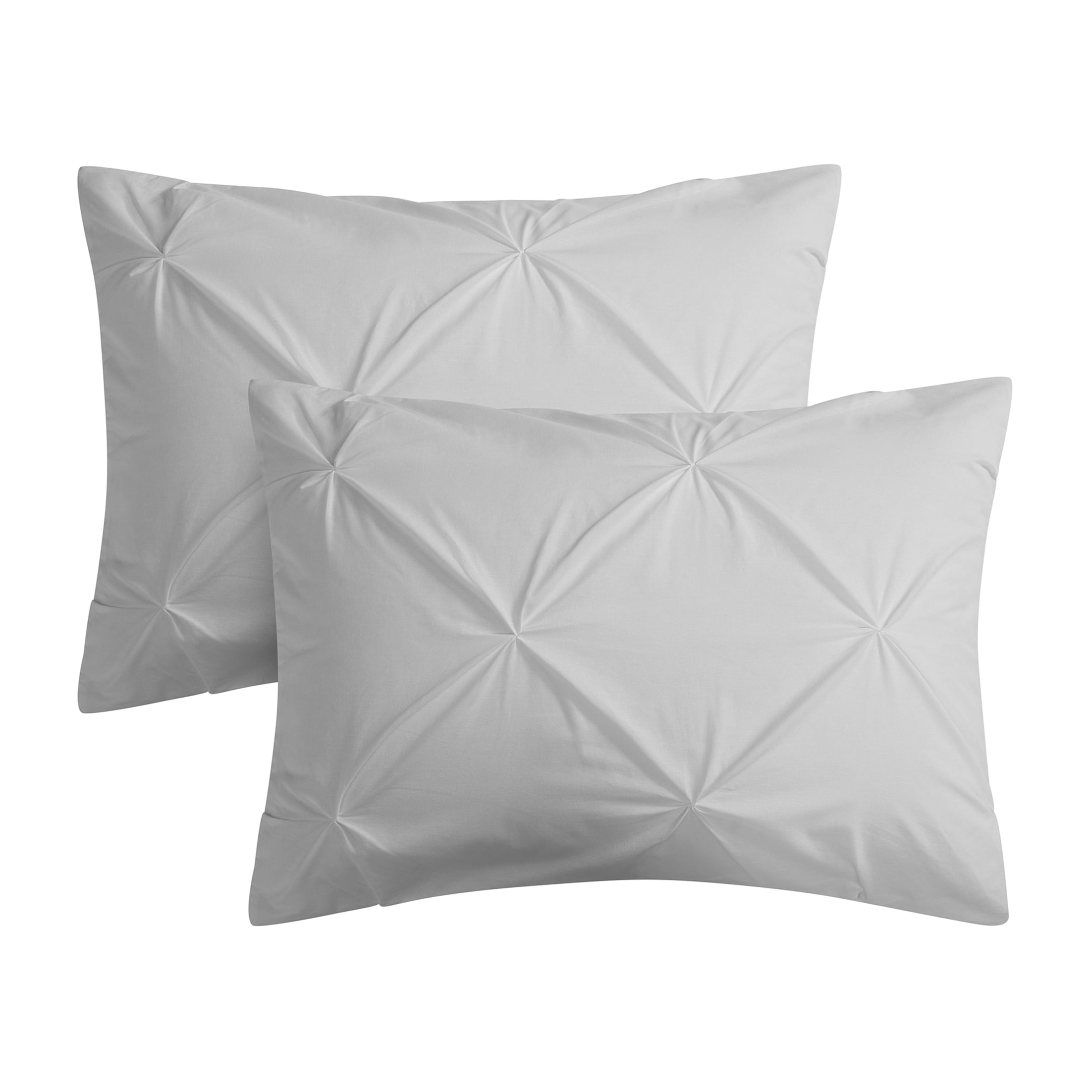 Mainstays 3 Piece Cotton Rich Pintuck Grey Duvet Cover and Sham Set