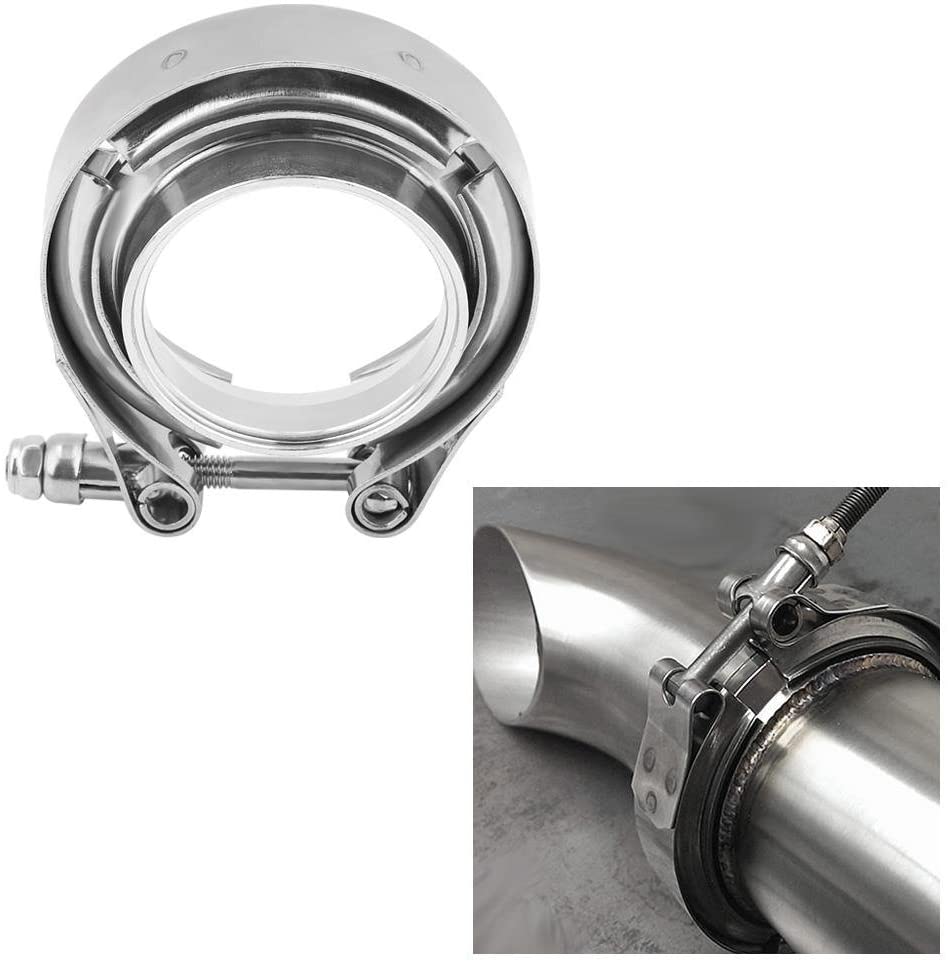 2.75 Inch V-Band Clamp & Flange Kit - Stainless Steel Turbo Exhaust Clamp For Downpipes & Mufflers