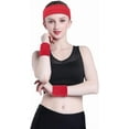 thumbnail image 4 of Minzimin Sweatband Set Sports Headband Wristband Set Sweatbands Terry Cloth Wristband Wrist Sweatband Headbands Moisture Wicking Sweat Absorbing Head Band, 4 of 7