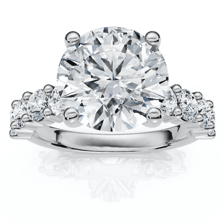 Pompeii Certified 3Ct Danica Diamond Engagement Ring 14k Gold or PT Lab Grown