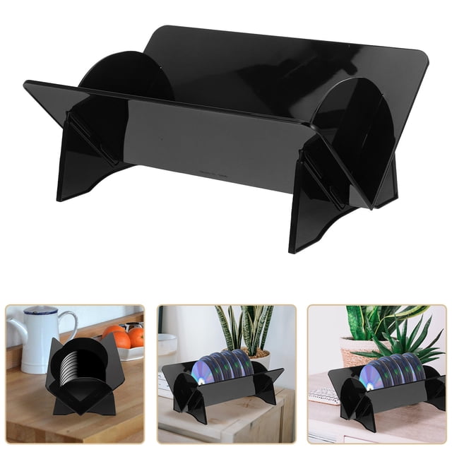 FESTFENDS Black Record Storage Rack for Vinyl Albums and Cd Display Organizer Desktop