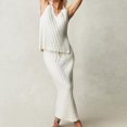 thumbnail image 1 of Chaleco de ganchillo para mujer Falda superior Cuello en V Crop Top Falda larga Cintura alta Traje diario FLhrweasw Nuevo, 1 of 7
