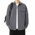 thumbnail image 2 of Wrtxtat Button Down Shirts for Men Lapel Long Sleeve Solid Color Shirts with Chest Pocket Cotton Cozy Stretch Soft Regular Fit Work Shirts Gray L, 2 of 7