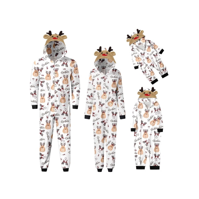 Pijama navideño familiar a juego de reno Fiomva, talla bebé, niño y adulto.