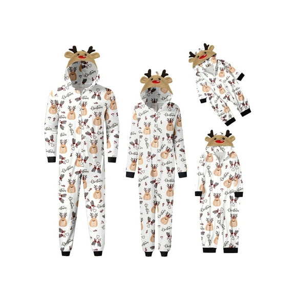 Pijama navideño familiar a juego de reno Fiomva, talla bebé, niño y adulto.