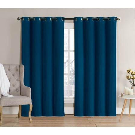 GoodGram Navy Blue Grommet Blackout Curtains, 52” x 84” (2 Panels)