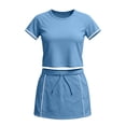 thumbnail image 4 of Bibifish Womens Skirt Sets Summer Going Out Short Sleeve Crew Neck Soft Tshirts Mini Bodycon Skirt Teenis Golf Sports Matching Sets, 4 of 4